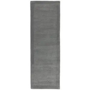 Grey Wool Handmade Plain Easy to Clean Rug For Bedroom Dining Room Living Room Rug-80cm X 150cm