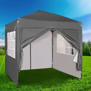 MCC Direct 2X2 Pop up Grey Gazebo with Sides