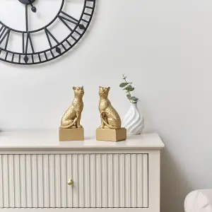 Melody Maison Gold Sitting Leopard Bookends - 20cm