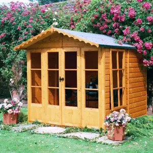 Shire Kensington 7x7 ft Toughened glass & 2 windows Apex Wooden Summer house (Base included) - Assembly service included