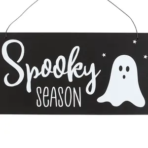 Something Different Spooky Season Halloween Hanging Sign Black/White (One Size)