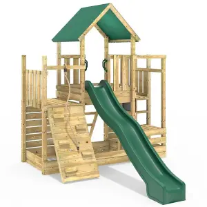 Rebo Modular Wooden Climbing Frame Adventure Playset - M21 with Ramp