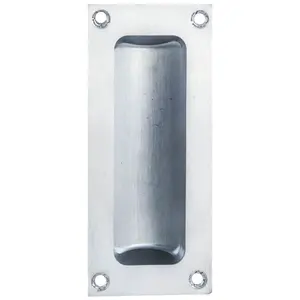 Recessed Sliding Door Flush Pull 102mm x 45mm 10.5mm Depth Satin Chrome