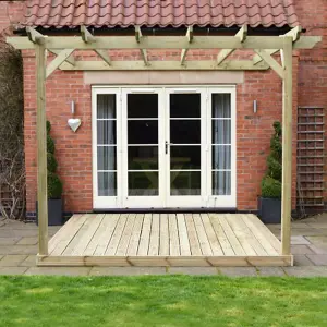 Wall Mounted Pergola and Decking Kit - L360 x W360 x H270  cm - Light Green