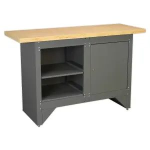 Sealey Work Bench With Cupboard Heavy Duty 250kg Capacity Steel Panels AP2010