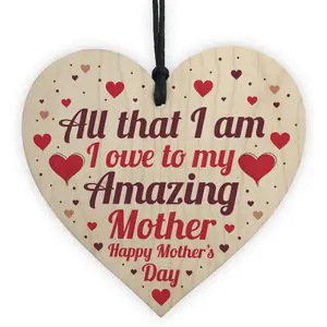 Red Ocean Mother's Day Gift For Mum Thank YOU Gift Wooden Heart Gift For Her Mummy Mum Keepsake