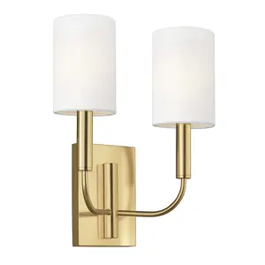 Elstead Brianna 2 Light Wall Light, Burnished Brass, E14