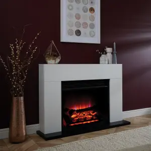 Suncrest Lindale White MDF & stainless steel Freestanding Electric fire suite