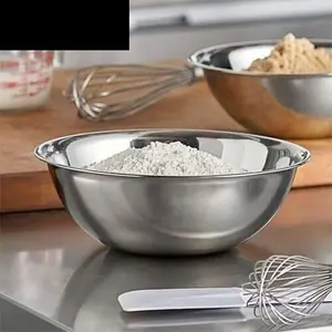 Set Of 4 Stainless Steel Deep Mixing Bowl Kitchen Cooking Salad Fruit Serving 18cm