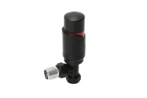 Angle Thermostatic Radiator valve & lockshield(Black) Buy 1 set get 2 sets