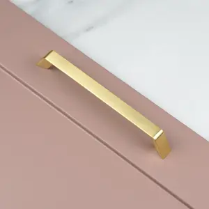 Brushed Brass Kitchen Handle 160mm Tapered Handle Pull Bathroom Bedroom Cupboard Door Drawer Gold