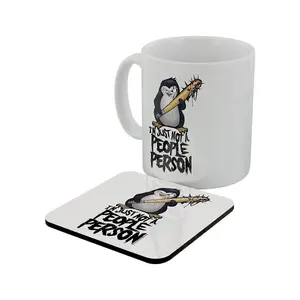 Psycho Penguin Not A People Person Mug & Coaster Set White (One Size)