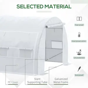 Outsunny 4 x 3 x 2 m Polytunnel Greenhouse Pollytunnel Tent w/ Steel Frame White