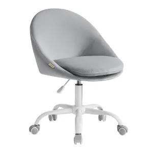 SONGMICS Office Chair, Swivel Chair, Desk Chair, Velvet, Foam Padding, Adjustable Height, for Home Office, Study, Dove Grey