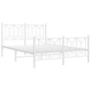 Berkfield Metal Bed Frame without Mattress with Footboard White 140x200cm