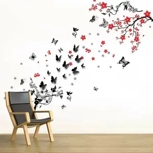 Walplus Combo Adult - Blossom Flower - Butter Vine - Walplus 3D Black Wall Sticker