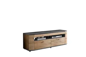 Elegant Dera 02 TV Cabinet H510mm W1500mm D470mm - Oak Artisan & Graphite with Soft-Close System