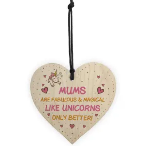 Mum Plaque Wooden Heart Funny Mum Gift For Birthday Christmas Unicorn Plaque Thank You