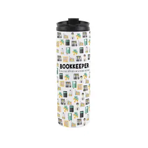 Bookkeeper Travel Mug - Novelty Accountancy Office Job Gifts - Stainless Steel Double-Walled Hot/Cold Drinks Travel Flask