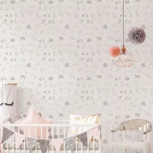 Galerie Just 4 Kids 2 Grey Alphabet Smooth Wallpaper