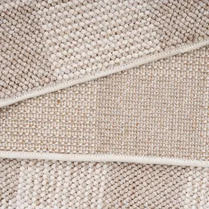 Cream Beige Neutral Boucle Textured Checkered Soft Area Rug 240cm x 330cm