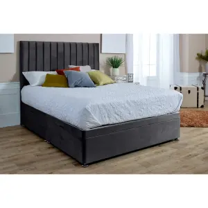 Sophia Divan Ottoman Plush Bed Frame With Lined Headboard - Steel