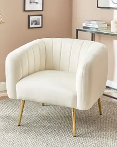 Beliani Glam Armchair LACONIA Velvet Cream