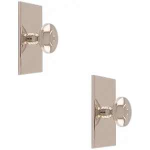 2 PACK - 32mm Round Cabinet Door Knob & 76x40mm Matching Backplate Polished Nickel Handle