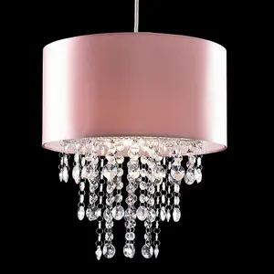 ValueLights Jesmond Acrylic Jewel Effect Droplet Pink Ceiling Pendant Light Shade