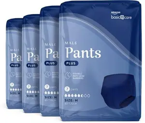 Amazon Basic Care Mens Pants Plus Medium, 28 Count (4 Packs Of 7), Blue