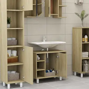 Berkfield Bathroom Cabinet Sonoma Oak 60x32x53.5 cm Engineered Wood