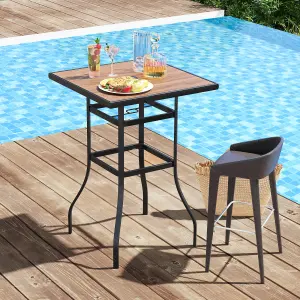 COSTWAY Patio Bar Table 70cm Square Garden Table w/ 39 mm Umbrella Hole