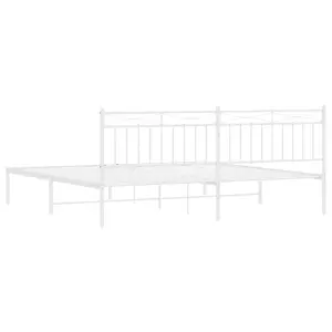 Berkfield Metal Bed Frame with Headboard White 200x200 cm