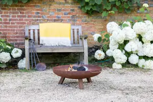 Primrose Corten Steel Fire Bowl With Round Legs 60cm Round