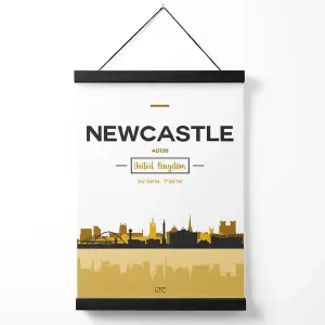 Newcastle Yellow and Black City Skyline Medium Poster with Black Hanger