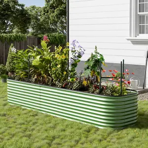 Light Green Oval Garden Three-grid Flower Bed Metal Raised Planter Box Outdoor Raised Garden Bed Kit 320cm W