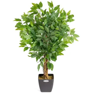 Artificial Ficus Tree Realistic Faux House Plant Decoration in Pot 3ft