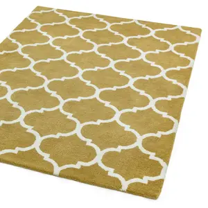 Yellow Wool Handmade Luxurious Modern Easy to Clean Geometric Rug For Dining Room Bedroom And Living Room-160cm X 230cm