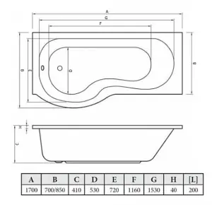 Aquarius Splash 1700mm x 700mm L/H Shower Bath, Screen And Front Panel Set