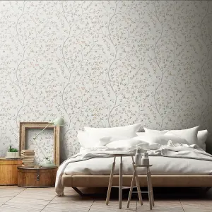 Galerie Blomstermala Beige Green Grey Butterfly Trail Smooth Wallpaper