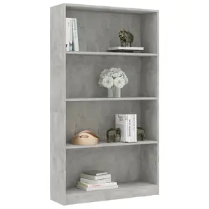 Berkfield 4-Tier Book Cabinet Concrete Grey 80x24x142 cm Engineered Wood