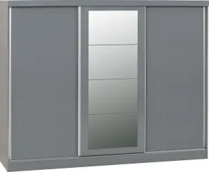 Nevada 3 Door Sliding Wardrobe in Grey Gloss Finish