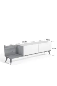 Soho TV Stand with 1 Shelves and 2 Cabinet, 152 x 35 x 43 cm TV Unit Table for TVs up to 55 inch, Walnut/White