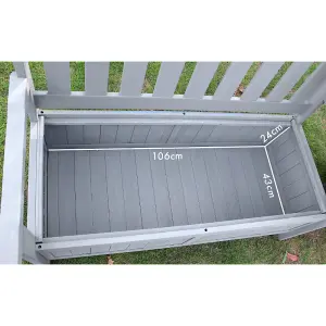 Grey Wooden Garden Enclosed Storage Bench