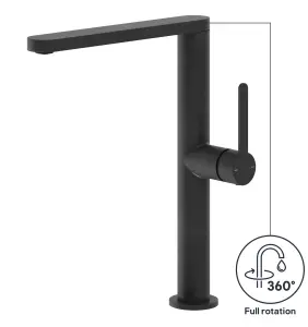 GoodHome Havarti Black Graphite effect Kitchen Side lever Tap