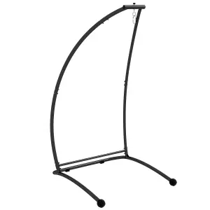 Outsunny Hammock Chair Stand with Metal Frame C Shape Hammock Stand Only, Black