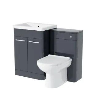 Nes Home 1100mm Vanity Basin Unit, WC Unit & Elso Back to Wall Toilet Anthracite