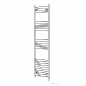 Rinse Bathrooms Electric Heated Towel Rail Curved Chrome Bathroom Towel Radiator 1600x400mm - 800W