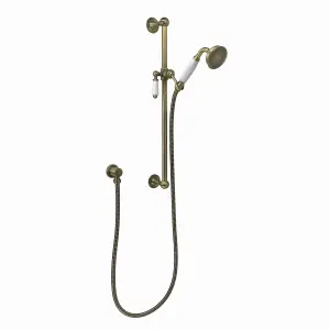 ENKI Antique Brass Traditional Brass & Ceramic Shower Slider Rail Kit ES029