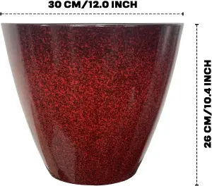 Set of 2  Glazed Effect 30Cm Savannah Planters - Cherry Red